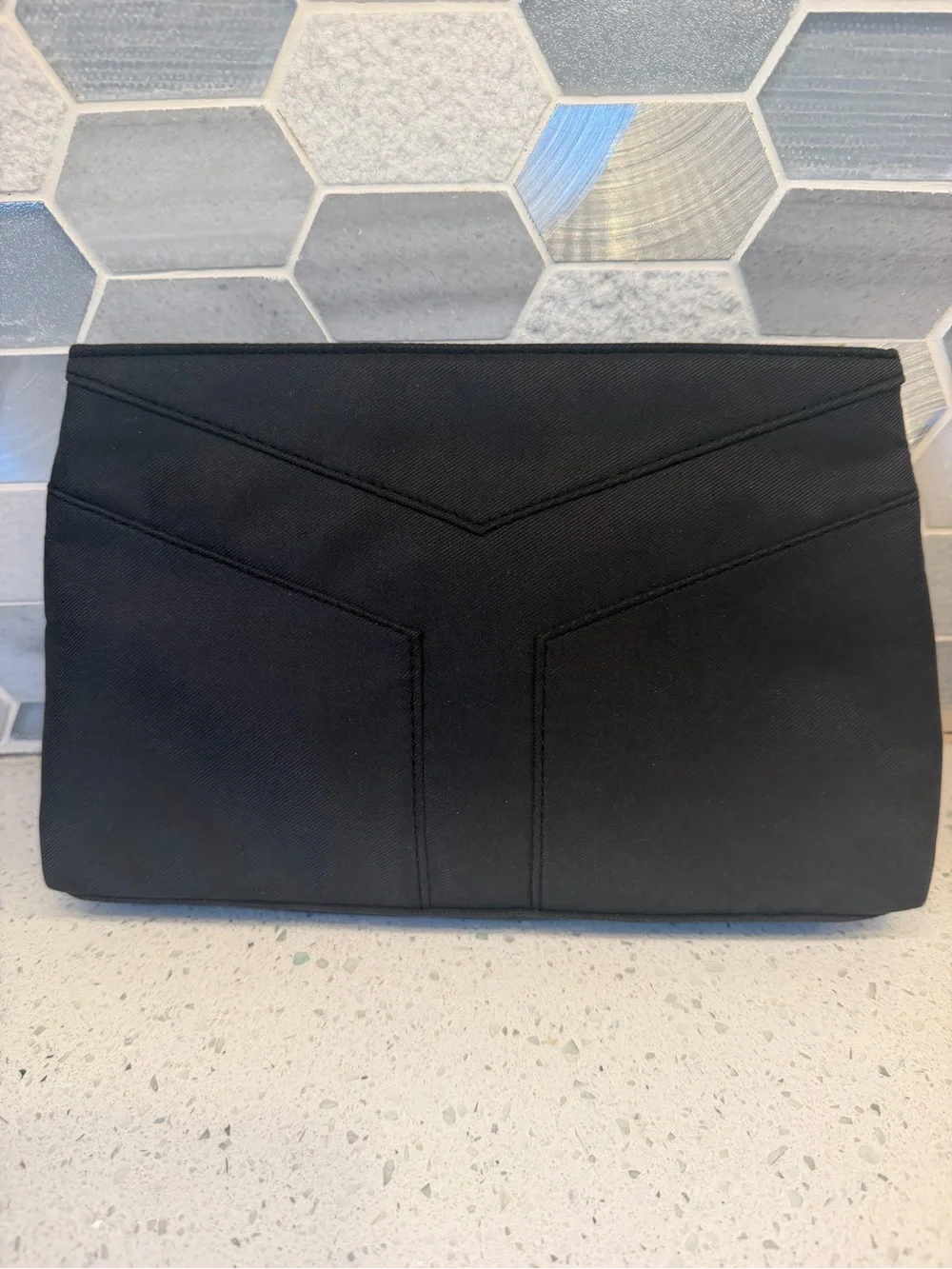 Yves Saint Laurent Black “Parfums” bag with Gold Logo Zipper